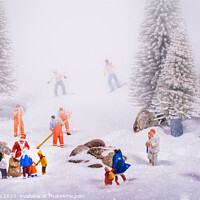 Buy canvas prints of Festive Frolics on Winter Wonderland Slopes by Mike Shields