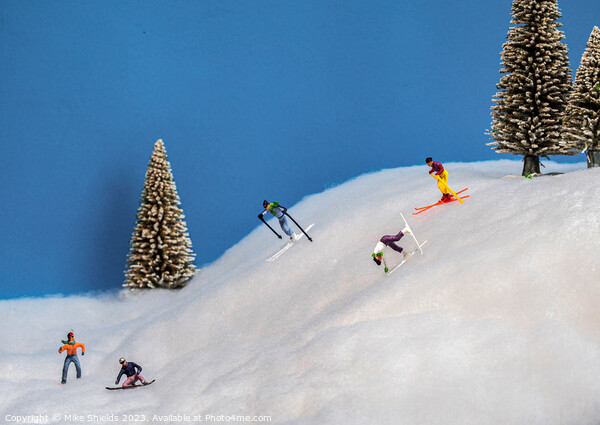 Miniature Magic on Snowy Slopes Picture Board by Mike Shields