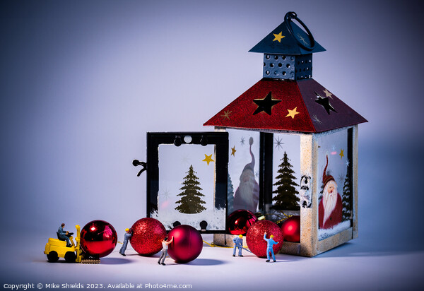 Tiny Craftsmen Disassembling Festive Adornments Picture Board by Mike Shields