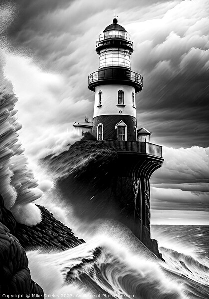 Stormy Lighthouse Picture Board by Mike Shields