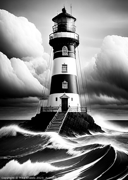 Lighthouse stands Alone Picture Board by Mike Shields