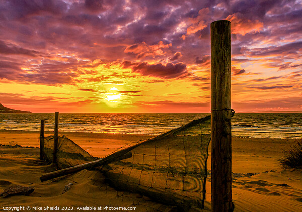 Fence Post Sunset Picture Board by Mike Shields