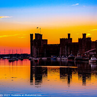Buy canvas prints of Caernarfon Castle Sunset by Mike Shields