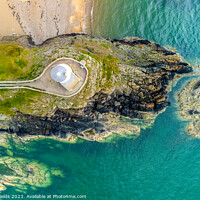 Buy canvas prints of Llanddwyn Lighthouse from above by Mike Shields