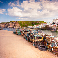 Buy canvas prints of Staithes Lobster Pots  by Mike Shields