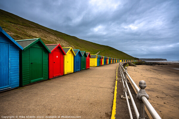 Whitby Beach Huts Picture Board by Mike Shields