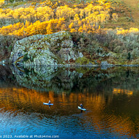 Buy canvas prints of Llyn Gwynant Paddleboarders by Mike Shields