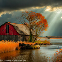 Buy canvas prints of Sun Rays and a Barn by Mike Shields