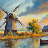 Buy canvas prints of Windmill by the River by Mike Shields