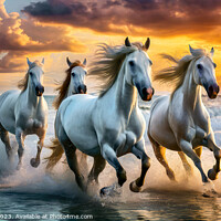 Buy canvas prints of Four White Horses by Mike Shields