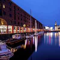 Buy canvas prints of Illuminated Albert Dock Nocturne by Mike Shields