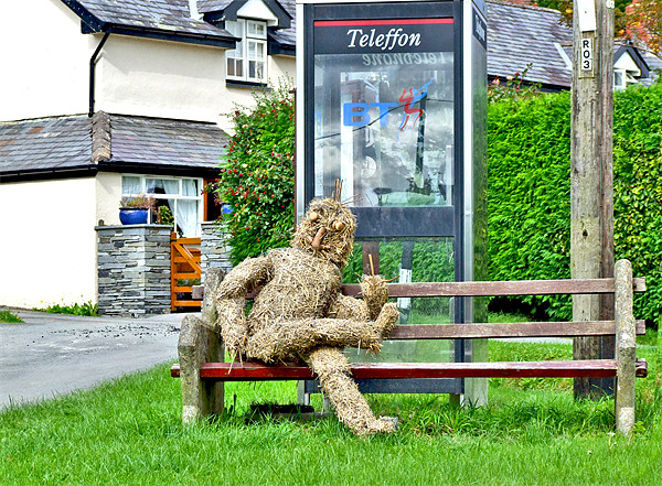 Strawman at Llanwrin Village Picture Board by philip clarke