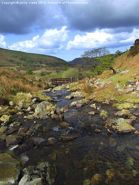  Welsh Mountain Stream under Cloudy Sky Picture Board by philip clarke