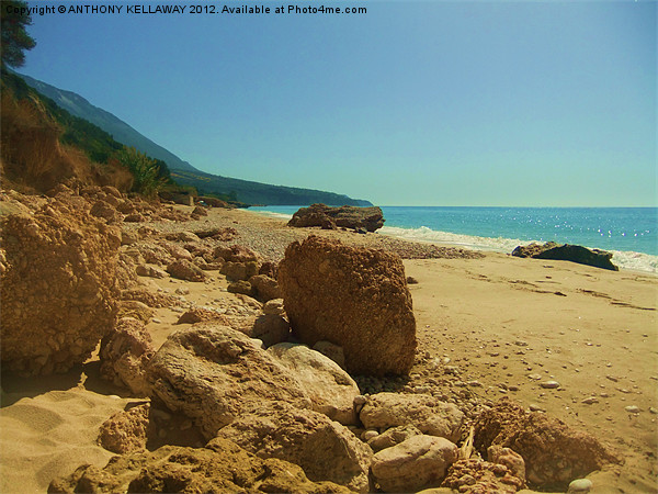 LITHERSO BEACH KEFALONIA Picture Board by Anthony Kellaway