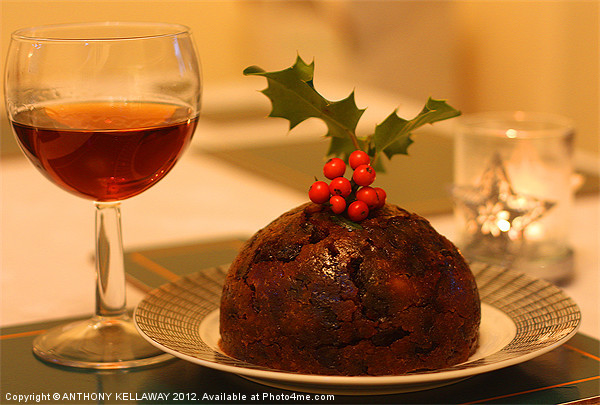 FESTIVE CHRISTMAS PUDDING AND SHERRY Picture Board by Anthony Kellaway