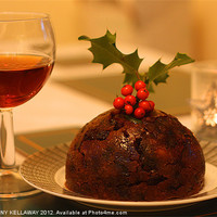 Buy canvas prints of FESTIVE CHRISTMAS PUDDING AND SHERRY by Anthony Kellaway