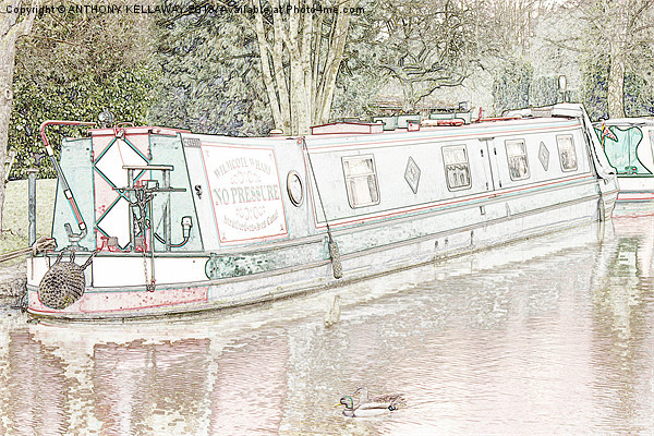 STRATFORD BARGE IN PENCIL NO PRESSURE Picture Board by Anthony Kellaway