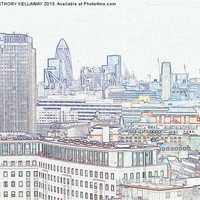 Buy canvas prints of LONDON SKYLINE DRAWING by Anthony Kellaway