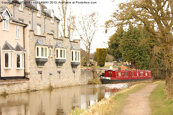 CANAL BARGE PAINTING Picture Board by Anthony Kellaway