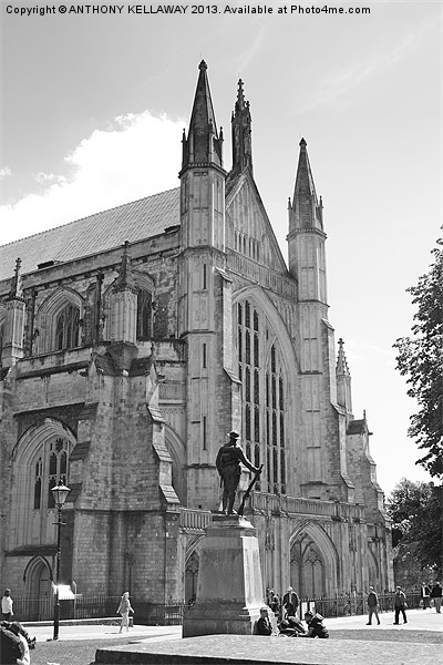 WINCHESTER CATHEDRAL AND THE LONE SOLDIER Picture Board by Anthony Kellaway