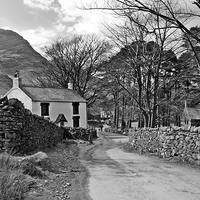 Buy canvas prints of GATESGARTH HONISTER PASS BLACK AND WHITE by Anthony Kellaway