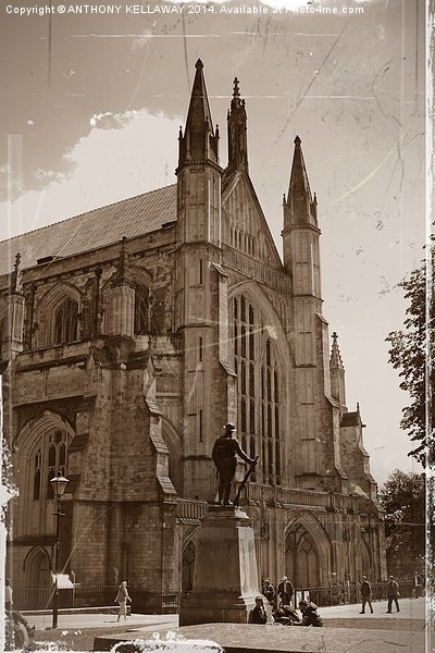 LONE SOLDIER WINCHESTER CATHEDRAL Picture Board by Anthony Kellaway