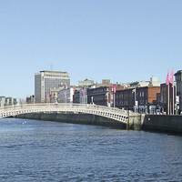 Buy canvas prints of MILLENNIUM BRIDGE DUBLIN by Anthony Kellaway