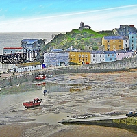Buy canvas prints of  TENBY HARBOUR AT LOW TIDE by Anthony Kellaway