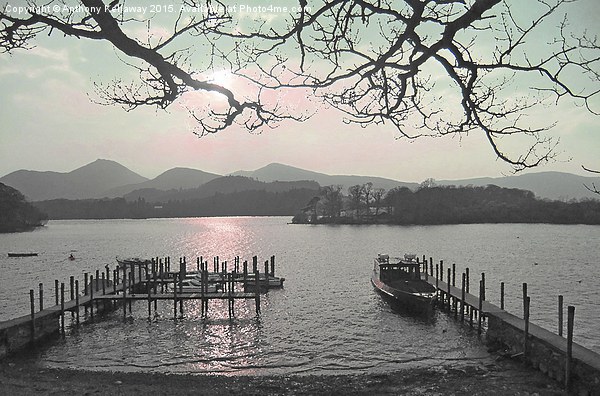  DERWENT WATER SUNSET OIL EFFECT Picture Board by Anthony Kellaway