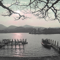 Buy canvas prints of  DERWENT WATER SUNSET OIL EFFECT by Anthony Kellaway