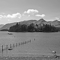 Buy canvas prints of  DERWENT WATER BLACK AND WHITE by Anthony Kellaway
