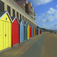 Buy canvas prints of  BOSCOMBE BEACH HUTS by Anthony Kellaway