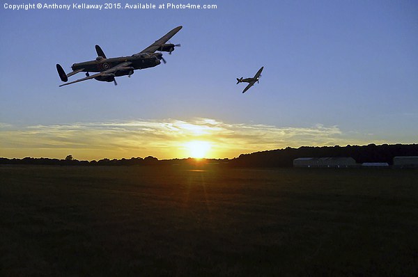  LANCASTER AND SPITFIRE ESCORT Picture Board by Anthony Kellaway