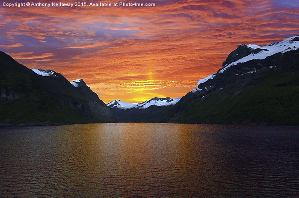  NORWEGIAN FJORD SUNSET Picture Board by Anthony Kellaway
