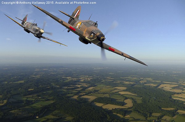  SPITFIRE AND HURRICANE Picture Board by Anthony Kellaway