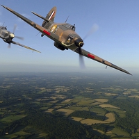 Buy canvas prints of  SPITFIRE AND HURRICANE by Anthony Kellaway