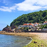 Buy canvas prints of Babbacombe beach and harbour by Anthony Kellaway