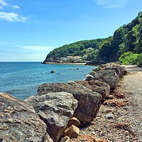 Buy canvas prints of Oddicombe beach to Babbacombe harbour walk by Anthony Kellaway