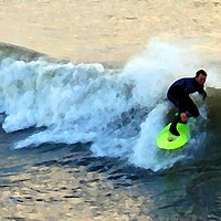 Buy canvas prints of Surfer riding the wave                             by Anthony Kellaway