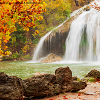 Buy canvas prints of Waterfall in Autumn by Betty LaRue
