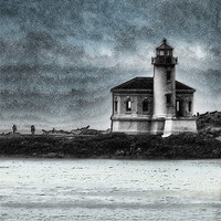 Buy canvas prints of Coquille Lighthouse Drama by Betty LaRue