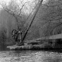 Buy canvas prints of Canal Crane by Lucy Courtney