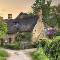 Buy canvas prints of Cotswold cottage at sunset by Andrew Roland