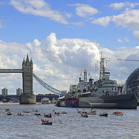 Buy canvas prints of Great River Race at Tower Bridge by Rob  Powell
