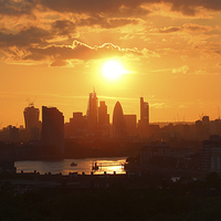Buy canvas prints of Sunset over City of London by Rob  Powell