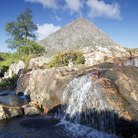 Buy canvas prints of Buachaille Etive Mor waterfall  by James Marsden