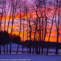 Buy canvas prints of Sunset in winter landscape by Kathleen Smith (kbhsphoto)