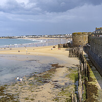 Buy canvas prints of beach in Saint Malo, Brittany by peter schickert
