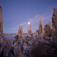 Buy canvas prints of Full moon at Mono Lake by peter schickert