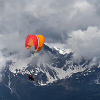 Buy canvas prints of Paraglider in the  Allgäu Alps by peter schickert